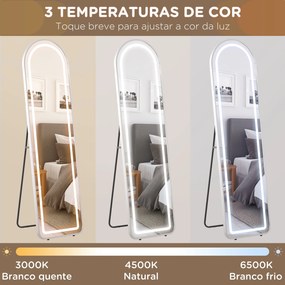 Espelho de Pé com Luzes LED 40x150 cm Espelho de Corpo Inteiro com Est