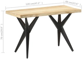 Mesa de jantar 120x60x76 cm madeira de mangueira maciça