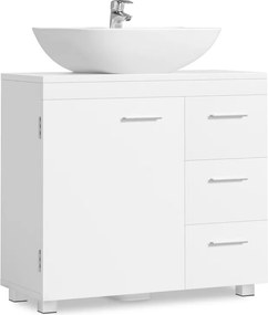 Armário casa banho 30 x 70 x 64 cm para lavatório (NÃO INLCUIDO) com 3 gavetas grandes Branco