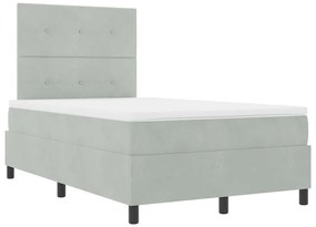 Cama Box com Colchão e Luz LED Cinza Claro 120x200 cm Veludo