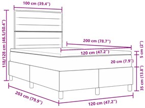 Cama Box Spring com Colchão Castanho Escuro 120x200 cm Tecido