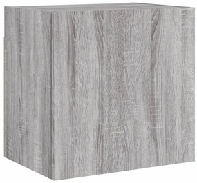 4 pcs móveis de parede p/ TV derivados de madeira cinza sonoma