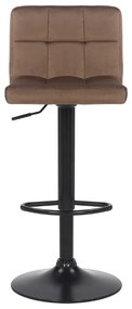 Conjunto de 4 bancos de bar em veludo com estrutura preta 85-106 x 40 x 50 cm castanho