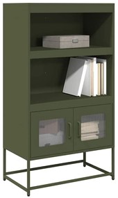 vidaXL Aparador alto 68x39x123 cm aço verde azeitona