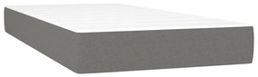 Cama box spring c/ colchão e LED 120x190 cm tecido cinza-escuro