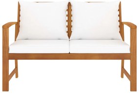Banco de jardim com almofadão cor creme 120 cm acácia maciça