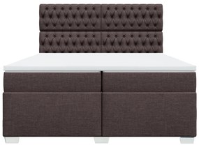 Cama com molas/colchão 200x200 cm tecido castanho-escuro