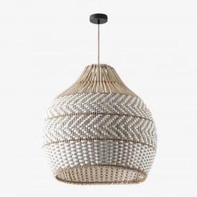 Lâmpada De Teto Em Rattan Entrançado Llaury Natural - Preto & Ø70 Cm Llaury - Sklum