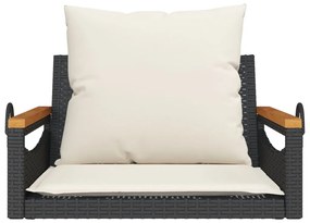 Banco baloiço com almofadões 63x62x40 cm vime PE preto