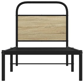 Cabeceira de cama 75 cm derivados madeira/aço carvalho sonoma