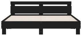 Estrutura cama c/ cabeceira e luzes LED 180x200 cm preto