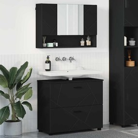 vidaXL Conjunto de Móveis para Banheiro 2 pcs Preto 76,5 x 35 x 64 cm
