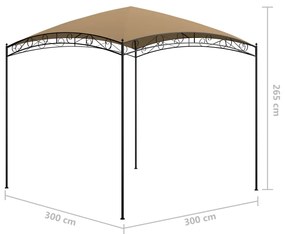 Gazebo 3x3x2,65 m 180 g/m² cinzento-acastanhado