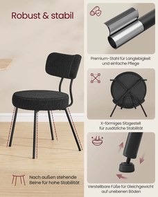 Conjunto de 2 cadeiras de sala de jantar com superfície em velo Pretas