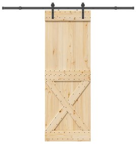 VidaXL Porta de correr com ferragens 80x210 cm madeira de pinho maciça