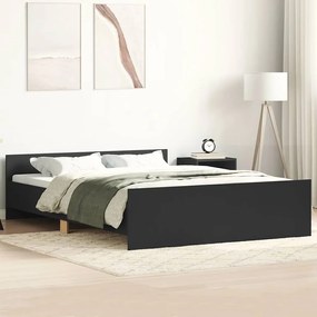Estrutura de cama com cabeceira e pés 120x190 cm preto