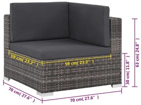Conjunto de lounge de jardim com 6 peças e almofadas, vime sintético,