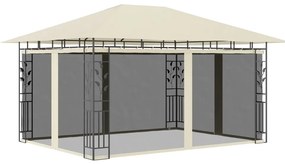 vidaXL Gazebo com rede mosquiteira 4x3x2,73 m 180 g/m² creme