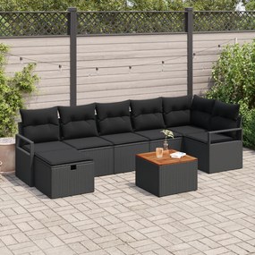 Conjunto de Sofás para Jardim com 8 Peças e Almofadas em Rattan Poliés