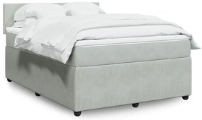vidaXL Cama com molas/colchão 140x200 cm veludo cinzento-claro
