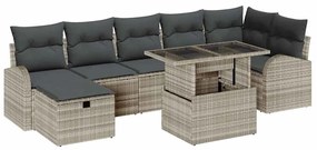 Conjunto de Sofá de 8 Peças com Almofadas Cinza Claro de Rattan Poliés