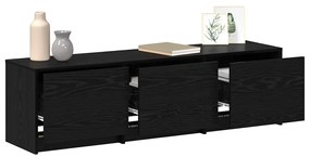 Armário de TV com LED Carvalho Preto 140x34x40 cm Madeira de Engenhari