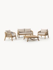 Conjunto lounge de jardim em madeira de acácia Lu, conjunto de 4