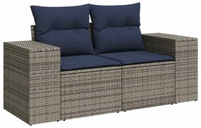 10 pcs conjunto sofás de jardim c/ almofadões vime PE cinzento