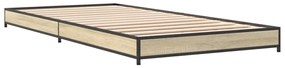 Estrutura de cama derivados de madeira e metal carvalho sonoma