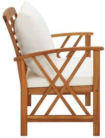 Banco de jardim c/ almofadões 119 cm madeira de acácia maciça