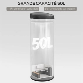 Caixote do lixo automático para cozinha de 50 L em aço inoxidável, com tampa de fecho suave, 30,5 x 30,5 x 85 cm, prateado