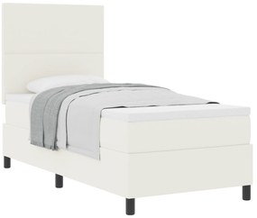 Cama Box Spring com Colchão Creme 80x200 cm Tecido de Veludo Cotelê