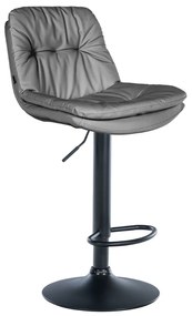 Banco de bar em couro sintético com estrutura preta 92-113 x 46 x 54 cm cinzento