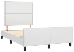 Estrutura cama c/ cabeceira 120x200 cm couro artificial branco