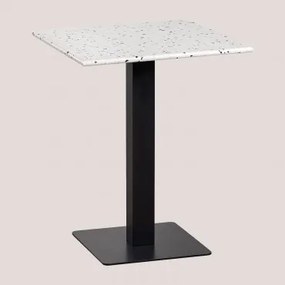 Mesa De Bar Quadrada 60x60 Cm Em Terraço Praline Terrazzo Marfim - Preto - Sklum