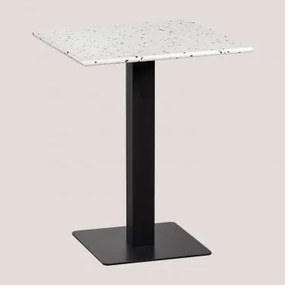 Mesa De Bar Quadrada Em Terrazzo (60x60 Cm) Praline Branco - Sklum