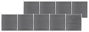 vidaXL Painel de vedação para jardim 1564x186 cm WPC cinzento