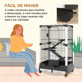 PawHut Gaiola para Animais Pequenos com Rodas 114x75x50 cm Gaiola para