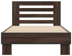 Estrutura de cama derivados de madeira/metal carvalho castanho