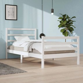 Estrutura de cama 100x200 cm pinho maciço branco