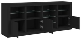 Aparador com luzes LED 164x37x67 cm preto