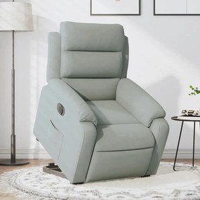 vidaXL Poltrona reclinável elevatória elétrica veludo cinzento-claro