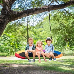 Baloiço Infantil Oval com Cordas Multicamadas Ajustáveis em Altura para Crianças Adultos para Jardim150 x 80 cm Multicor