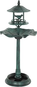 Outsunny Banho de pássaros abrevadeiro para pássaros jardineira 3 em 1 Ø 50 x 113 cm polipropileno verde-de-gris | Aosom Portugal