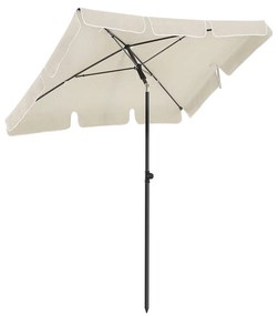 Guarda-sol retangular 1,8 x 1,25 m, UPF 50+, inclinável, PA, cor bege, c/ bolsa, sem base