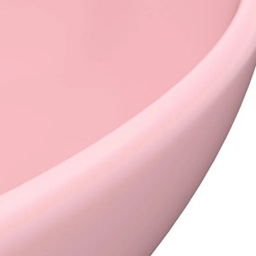 Lavatório luxuoso formato oval 40x33 cm cerâmica rosa mate