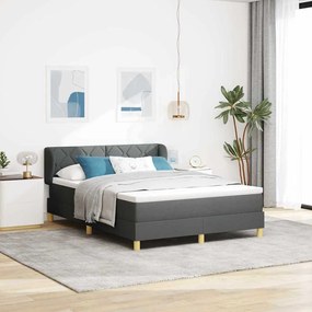vidaXL Cama Box com colchão Cinzento escuro 140 x 200 cm tecido