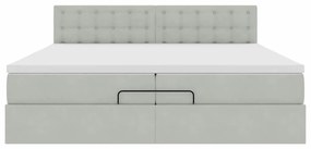 Estrutura de cama otomana com colchão 200x200 cm cinzento claro
