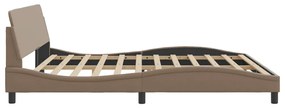 Estrutura cama cabeceira 200x200 cm couro artificial cappuccino