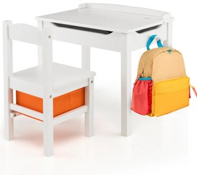 Conjunto de mesa e cadeira para crianças de estudo e brincar com gaveta de arrumação Branca